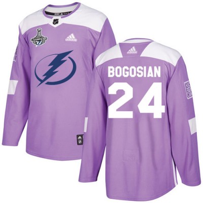 Adidas Tampa Bay Lightning #24 Zach Bogosian Purple Authentic Fights Cancer 2020 Stanley Cup Champions Stitched NHL Jersey